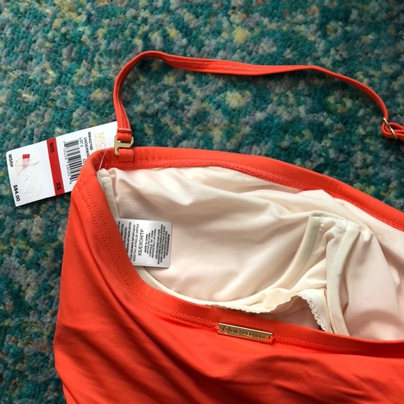 NWT Michael Kors Coral Bandeau Tankini XS - Picture 6 of 7
